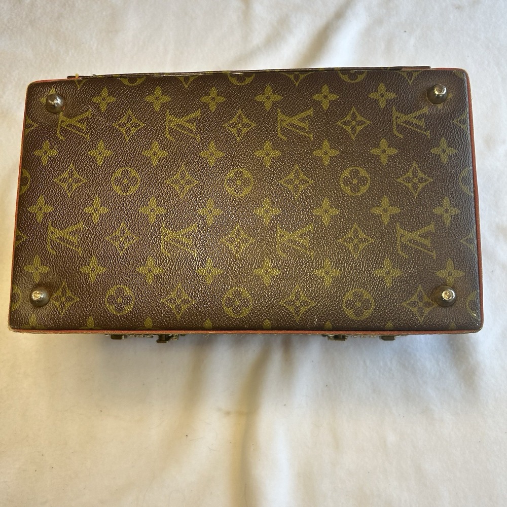 LOUIS VUITTON Vintage Monogram Cosmetic Box Trunk Bag Locks Handle Mirror - Picture 11 of 14